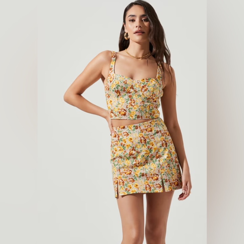Astr Monet Floral Bustier Top XS